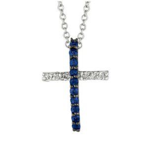 0.25 Carat Natural Diamond and Sapphire Cross